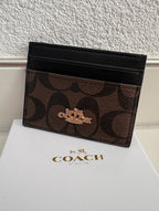 COACH - Schmales Kartenetui aus Signature-Canvas - Braun/Dunkelbraun - Neu!