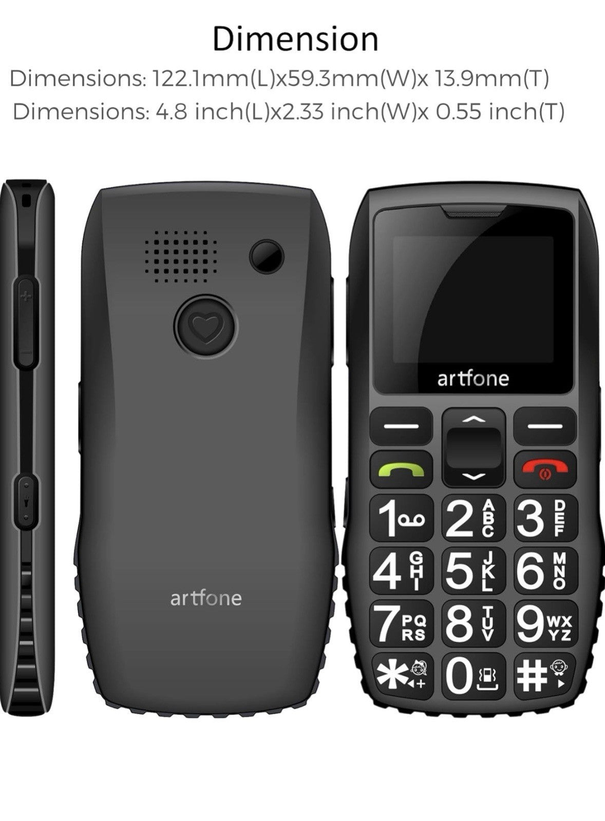 Artfone C1+ Seniorenhandy +Notruftaste – Mobiltelefon Senioren – Großtastenhandy
