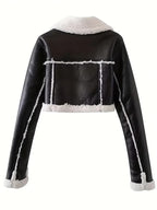 Damen Teddygefütterte Jacke mit Umschlagärmeln - Kuschelig - Herbst&Winter -Sale