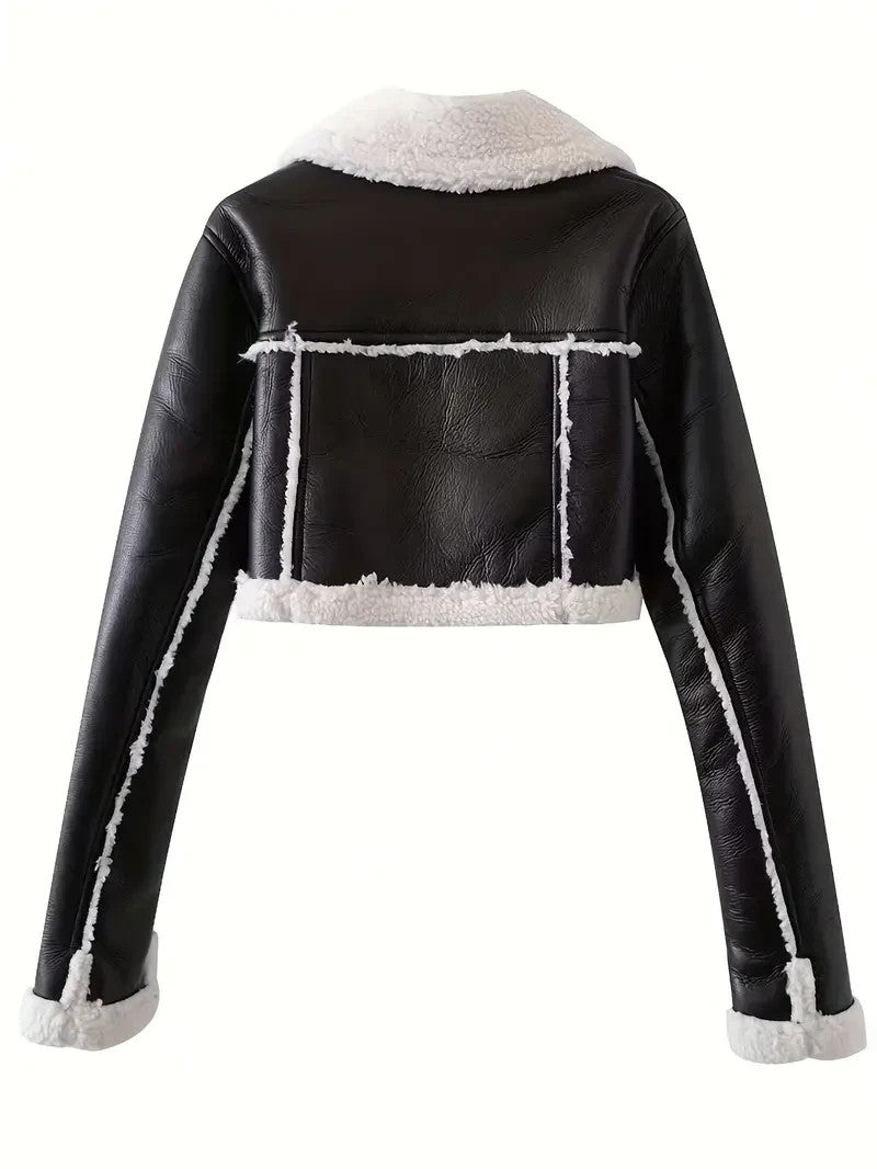 Damen Teddygefütterte Jacke mit Umschlagärmeln - Kuschelig - Herbst&Winter -Sale