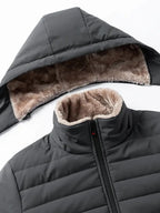 Herren Outdoor Winter Jacke mit Kapuze - Schwarz & Grau - Winter Sale - Angebot