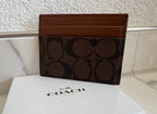 COACH - Schmales Kartenetui aus Signature-Canvas - Braun/Dunkelbraun - Neu!