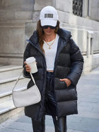 Eleganter Damen Langwintermantel - dick & isoliert - Schwarz - WinterSale - NEU