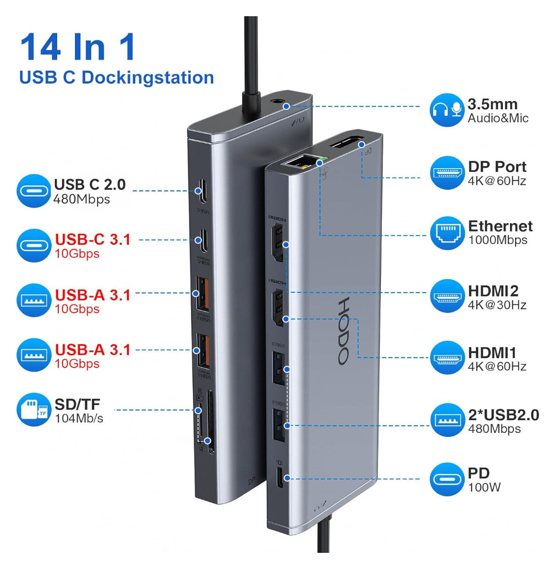 Dockingstation, USB-C Multi-HUB 14 in 1, NEU & Originalverpackt