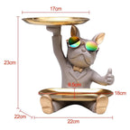 Französische Skulptur, Hundefigur mit Tablett, Tisch Organizer