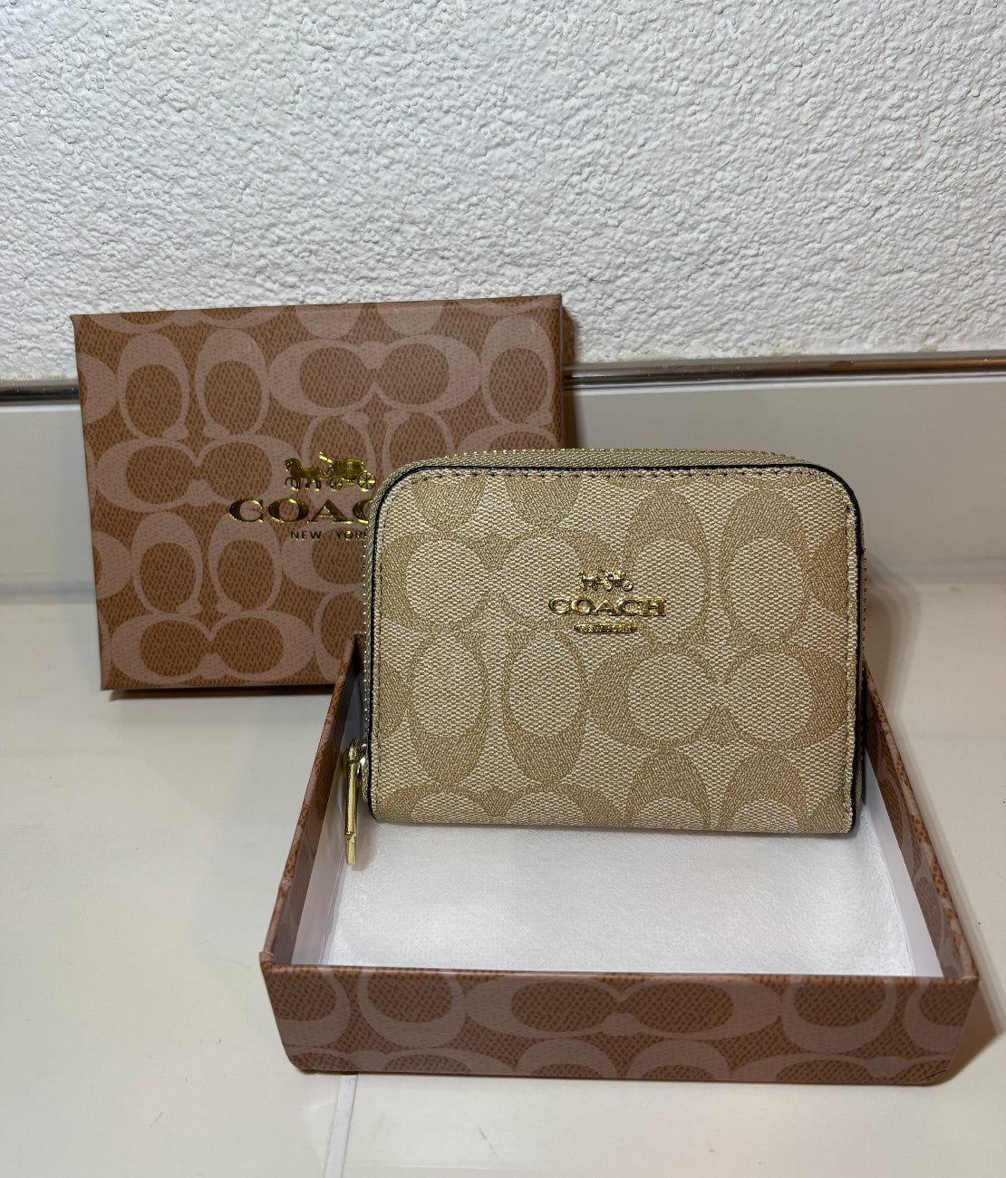 COACH Portmonnaie, Kartenetui mit Rundum Reissverschluss aus Signature Canvas