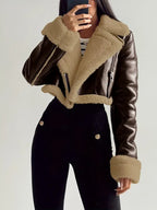 Damen Teddygefütterte Jacke mit Umschlagärmeln - Kuschelig - Herbst&Winter -Sale