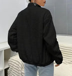 Flauschige Damen Jacke Weiß | Thermo Warm | Kuschelige Übergangsjacke mit Zipper