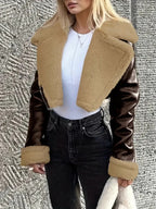 Damen Teddygefütterte Jacke mit Umschlagärmeln - Kuschelig - Herbst&Winter -Sale