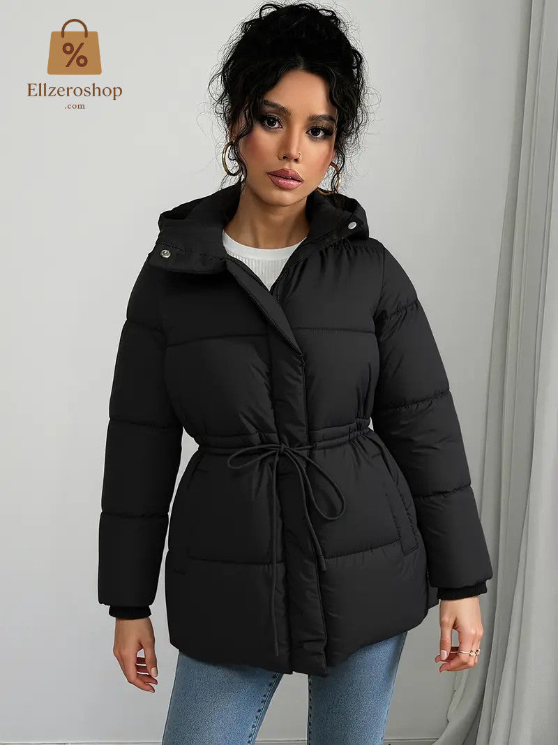 Eleganter schwarzer Damen Wintermantel - Winterjacke lang - Winter Sale - NEU