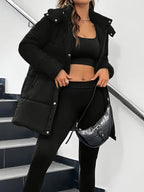 Eleganter schwarzer Damen Wintermantel - Winterjacke lang - Winter Sale - NEU