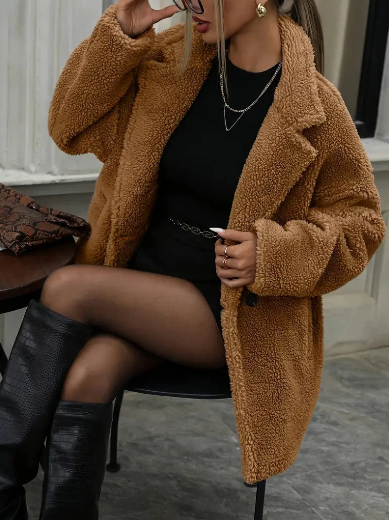 Damen Eleganter Teddybär-Kunstpelzmantel - Luxuriös - Herbst&Winter - Sale - NEU