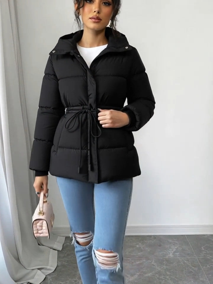 Eleganter schwarzer Damen Wintermantel - Winterjacke lang - Winter Sale - NEU