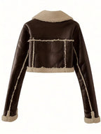 Damen Teddygefütterte Jacke mit Umschlagärmeln - Kuschelig - Herbst&Winter -Sale