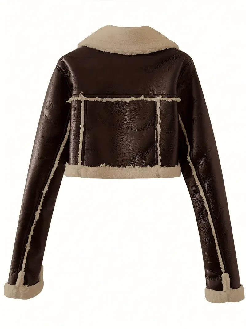 Damen Teddygefütterte Jacke mit Umschlagärmeln - Kuschelig - Herbst&Winter -Sale