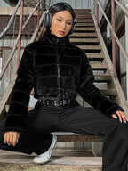 Elegante Plüsch-Teddyjacke | Thermo Warm | Kuschelige Winterjacke mit Stehkragen