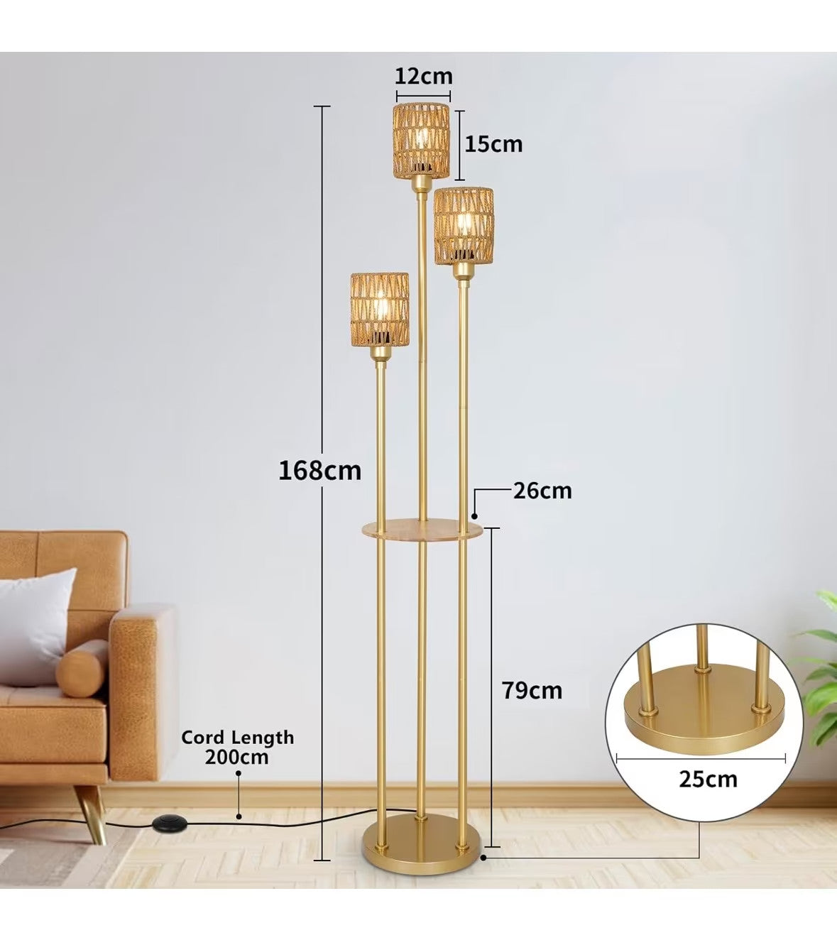 Dimmbare Stehlampe - Rattan Stil - NEU