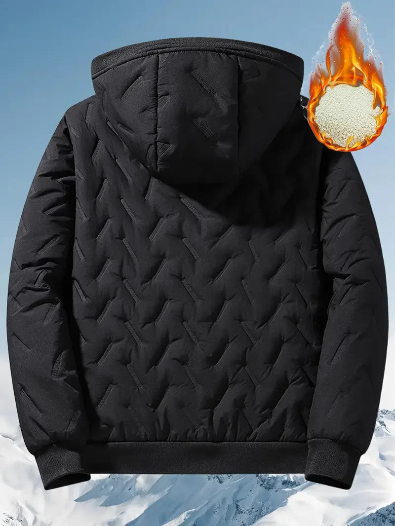 Herren Winterjacke - Thermisch Isolierte Kapuzen Jacke - Schwarz/Grau/Blau - NEU