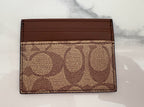 COACH - Schmales Kartenetui aus Signature-Canvas - Braun/Beige - Neu!