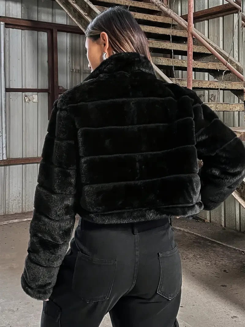 Elegante Plüsch-Teddyjacke | Thermo Warm | Kuschelige Winterjacke mit Stehkragen