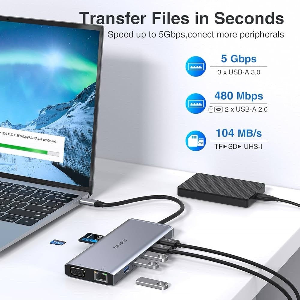 ZMUIPNG 14 in 1 USB-C HUB (Neu)
