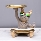 Französische Skulptur, Hundefigur mit Tablett, Tisch Organizer