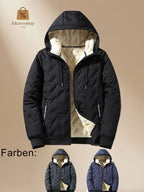 Herren Winterjacke - Thermisch Isolierte Kapuzen Jacke - Schwarz/Grau/Blau - NEU