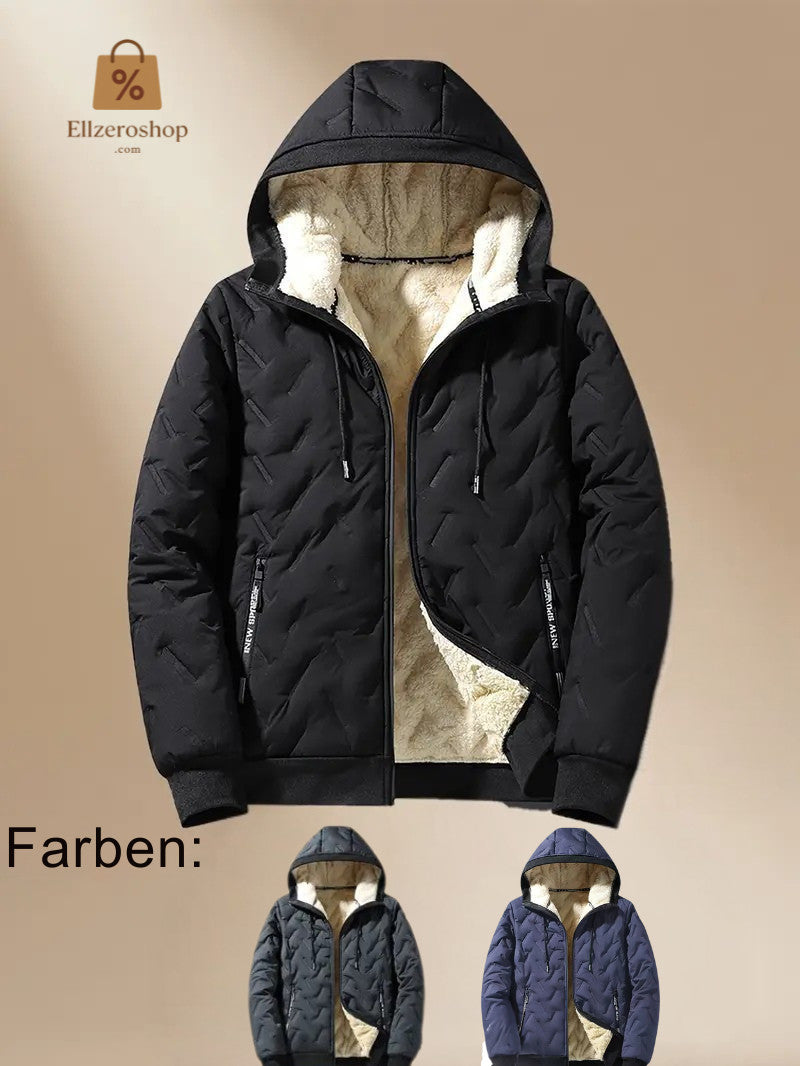 Herren Winterjacke - Thermisch Isolierte Kapuzen Jacke - Schwarz/Grau/Blau - NEU