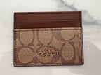 COACH - Schmales Kartenetui aus Signature-Canvas - Braun/Beige - Neu!