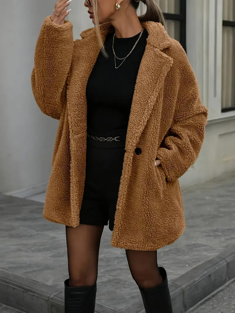 Damen Eleganter Teddybär-Kunstpelzmantel - Luxuriös - Herbst&Winter - Sale - NEU