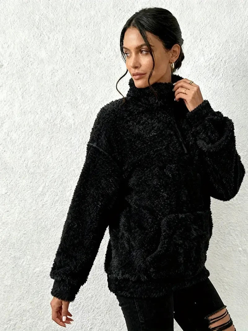 Damen Plüsch Teddybär-ähnliche Strickjacke- Kuschelig - Herbst&Winter -Sale