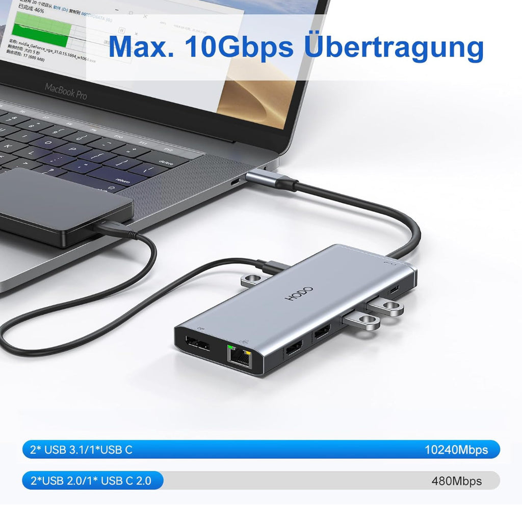 Dockingstation, USB-C Multi-HUB 14 in 1, NEU & Originalverpackt