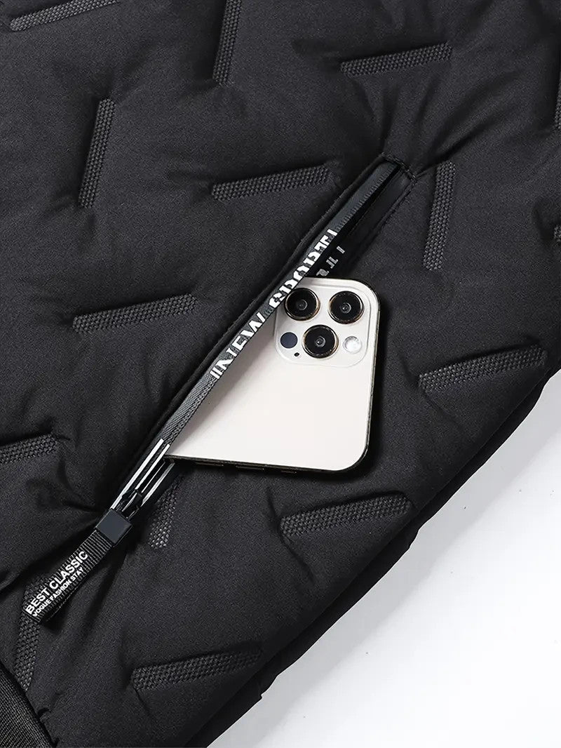 Herren Winterjacke - Thermisch Isolierte Kapuzen Jacke - Schwarz/Grau/Blau - NEU