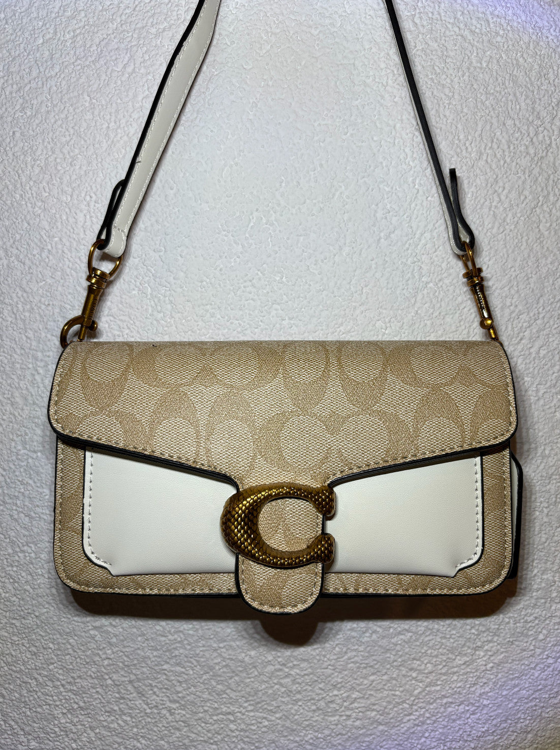 Coach Damen Schultertasche / Handtasche Beige, Weiß - Leder - Neu!
