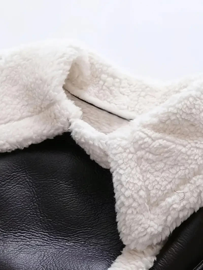 Damen Teddygefütterte Jacke mit Umschlagärmeln - Kuschelig - Herbst&Winter -Sale