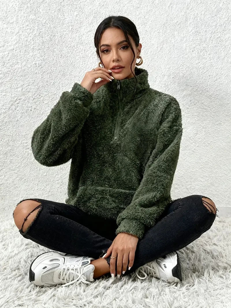 Damen Plüsch Teddybär-ähnliche Strickjacke- Kuschelig - Herbst&Winter -Sale