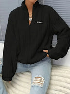 Flauschige Damen Jacke Weiß | Thermo Warm | Kuschelige Übergangsjacke mit Zipper