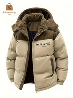 MILANO ITALIA - Outdoor Winter Jacke mit Kapuze - Schwarz & Khaki - Winter Sale