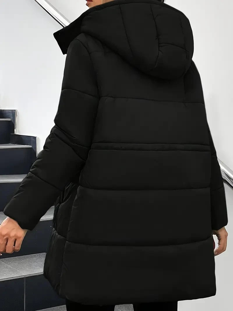 Eleganter schwarzer Damen Wintermantel - Winterjacke lang - Winter Sale - NEU