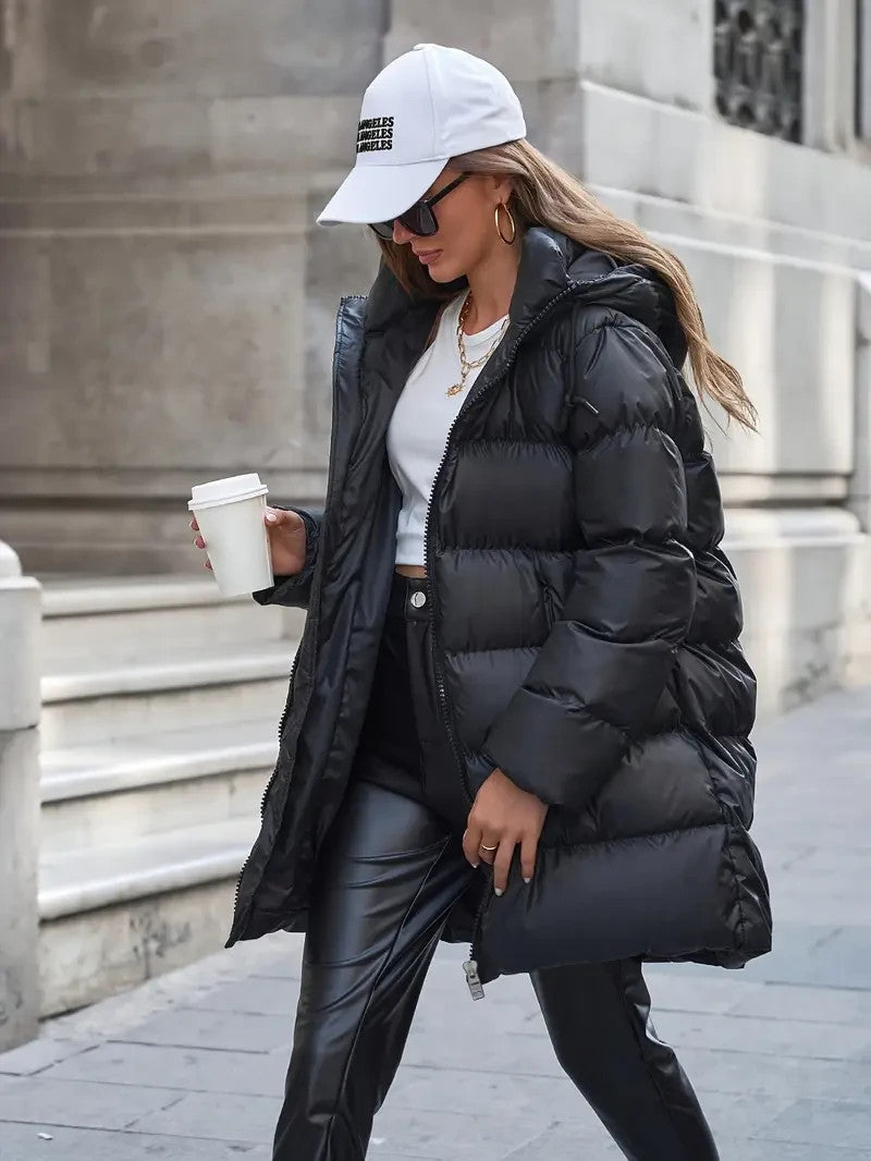 Eleganter Damen Langwintermantel - dick & isoliert - Schwarz - WinterSale - NEU