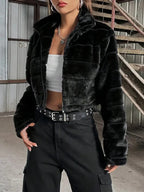 Elegante Plüsch-Teddyjacke | Thermo Warm | Kuschelige Winterjacke mit Stehkragen