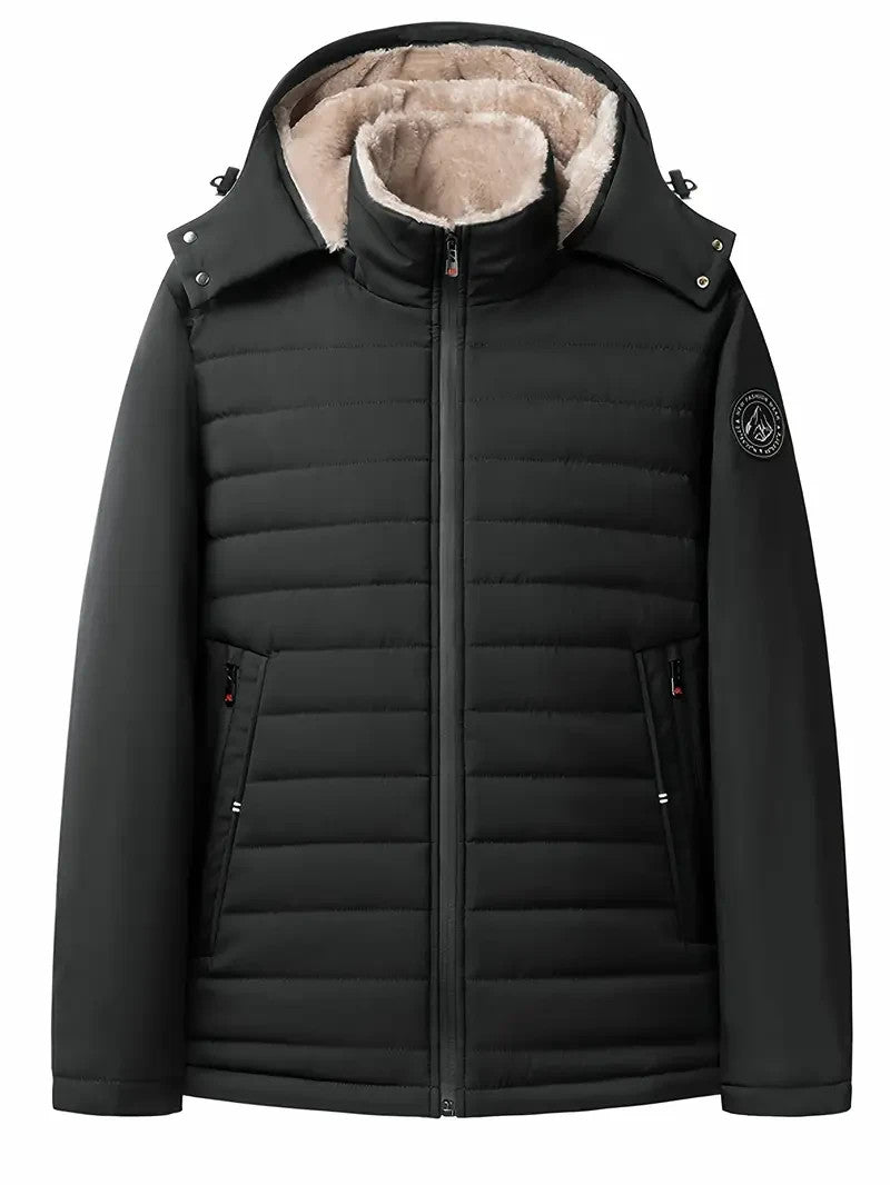 Herren Outdoor Winter Jacke mit Kapuze - Schwarz & Grau - Winter Sale - Angebot