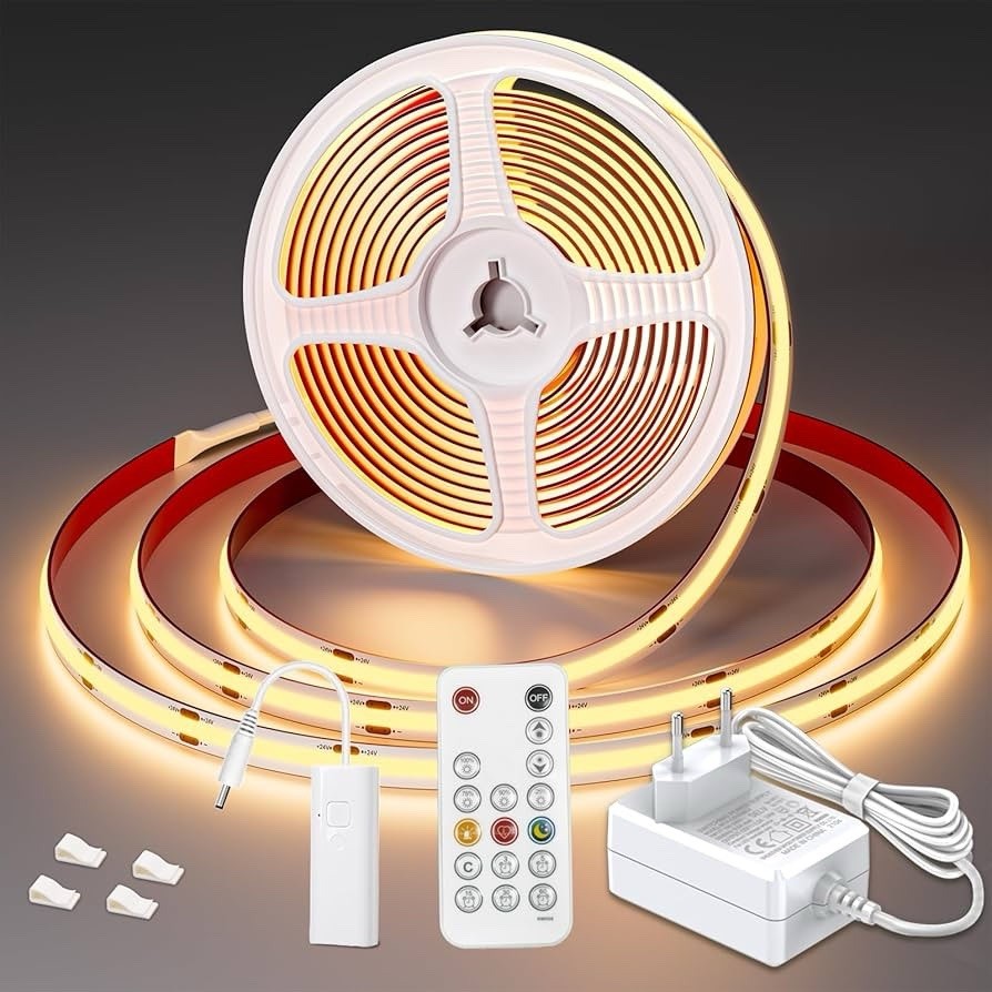 WOBSION 5 m LED Strip Warmweiß mit Netzteil & Fernbedienung  NEU