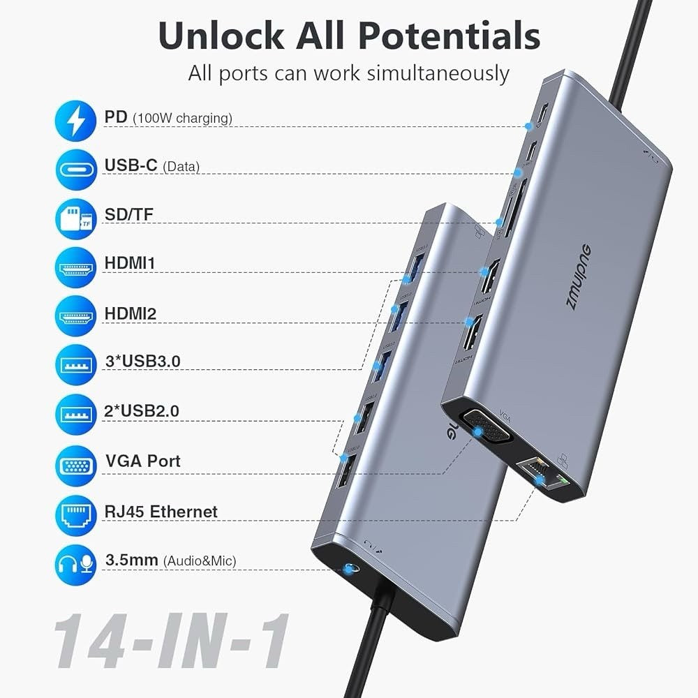 ZMUIPNG 14 in 1 USB-C HUB (Neu)