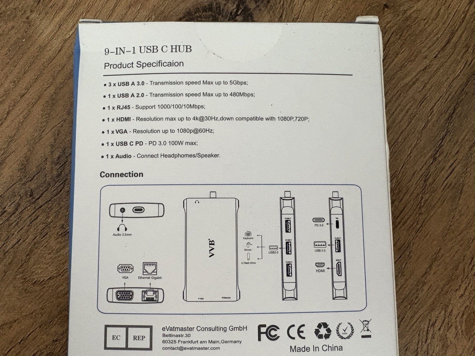 USB-C Multiport Hub 9-in-1 – Kompakt & Leistungsstark - Marke VVB