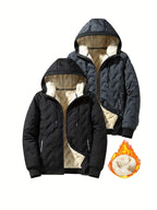 Herren Winterjacke - Thermisch Isolierte Kapuzen Jacke - Schwarz/Grau/Blau - NEU