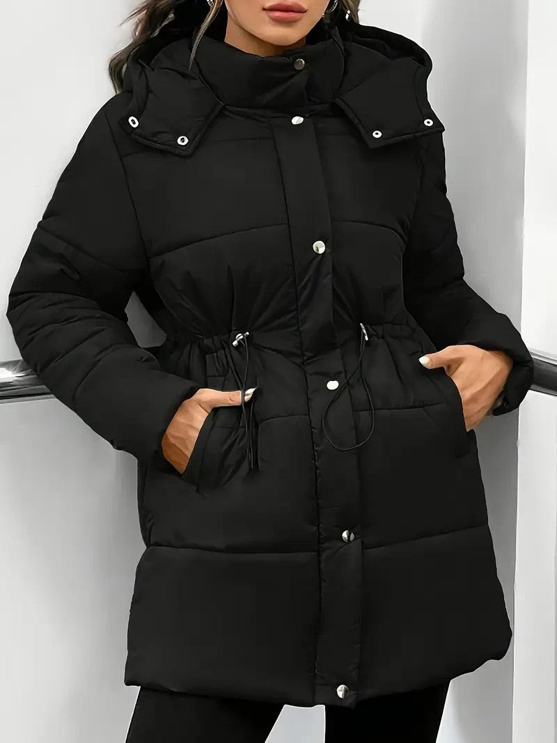 Eleganter schwarzer Damen Wintermantel - Winterjacke lang - Winter Sale - NEU