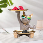 Französische Skulptur, Hundefigur mit Tablett, Tisch Organizer