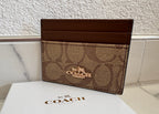 COACH - Schmales Kartenetui aus Signature-Canvas - Braun/Beige - Neu!