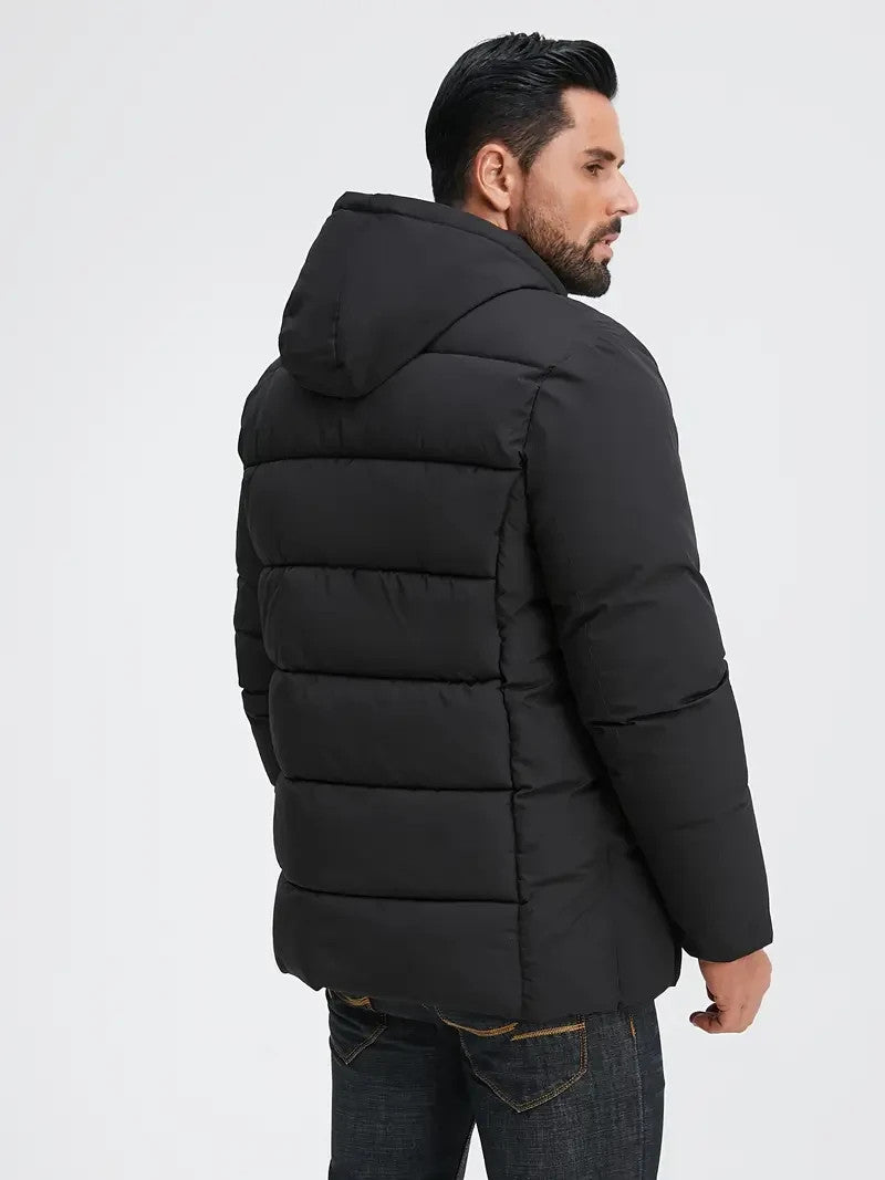 Herren Winter Mantel / Jacke mit Kapuze - Schwarz - Winter Sale - Angebot